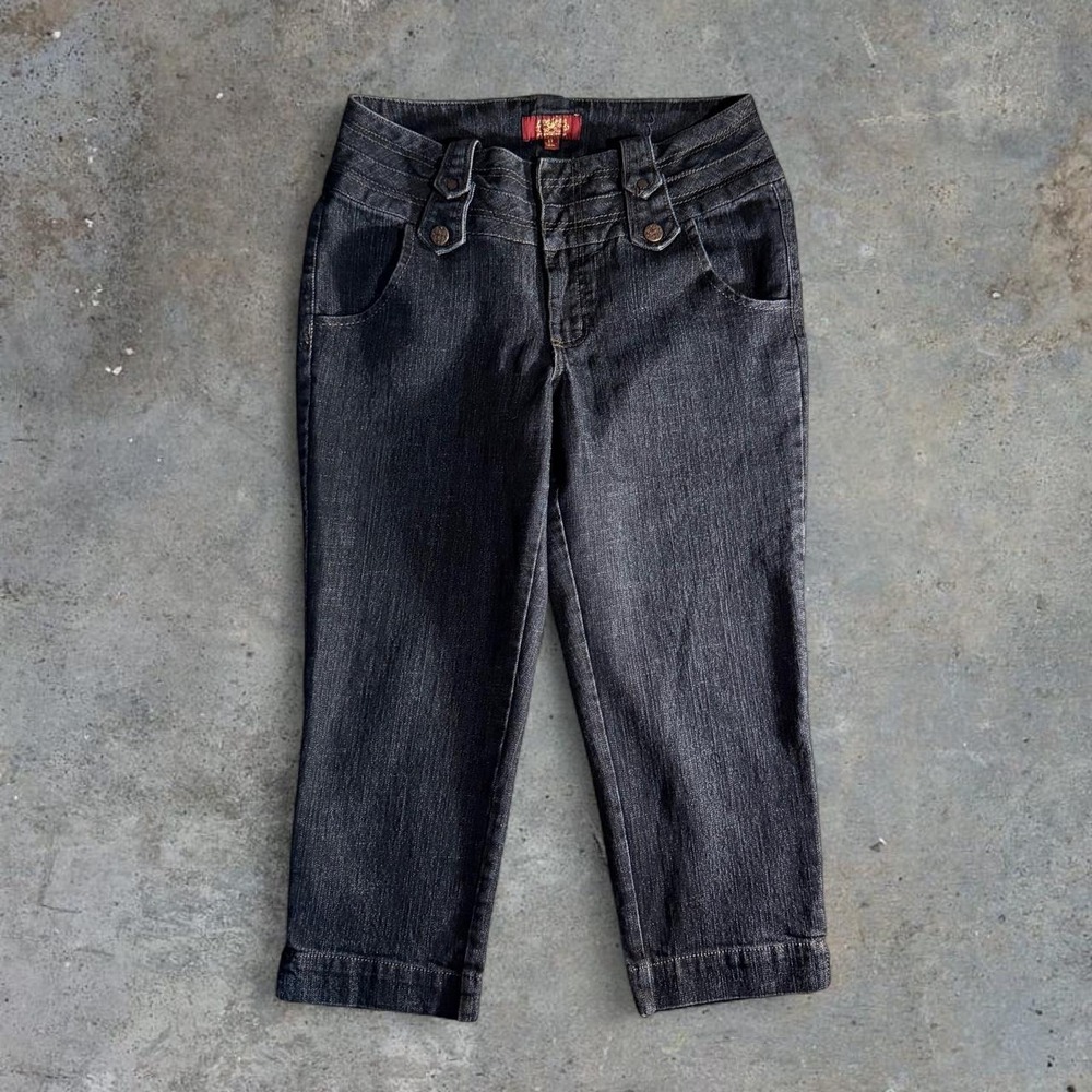 Angels Dark Wash Capri Cropped Jeans Women's Size 8 Y2K‎ Trendy Flowy